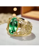 14-кв Желтое золото Изумруд Кольцо Винтаж стиль vrc057y